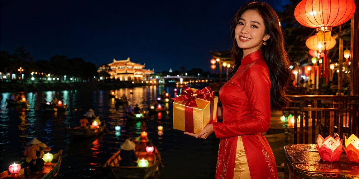 Cảnh lễ hội Aodai VIP Hội An